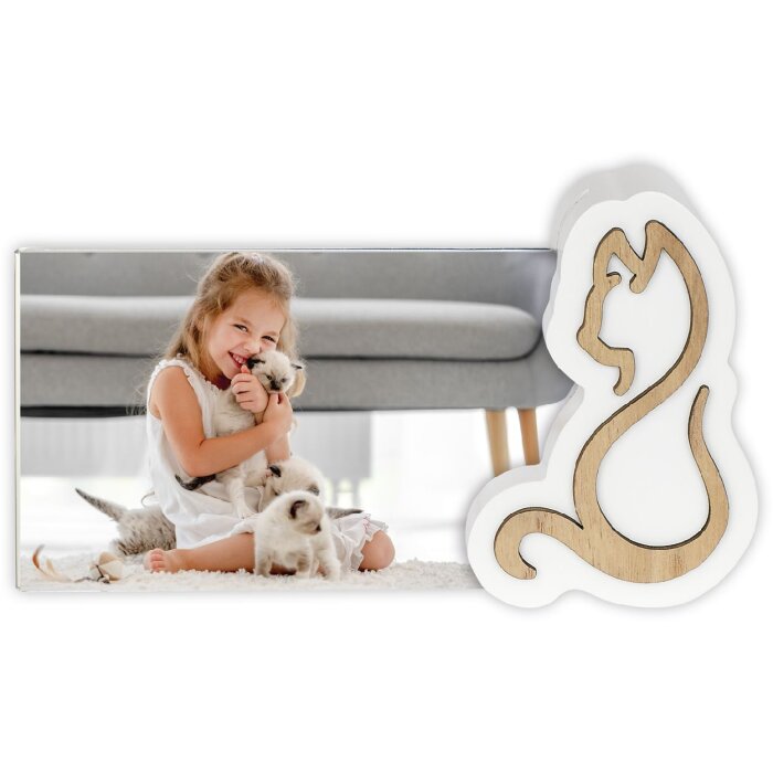 Marco de fotos ZEP Acrílico-Madera Milo 10x15 cm Marco para fotos de gatos