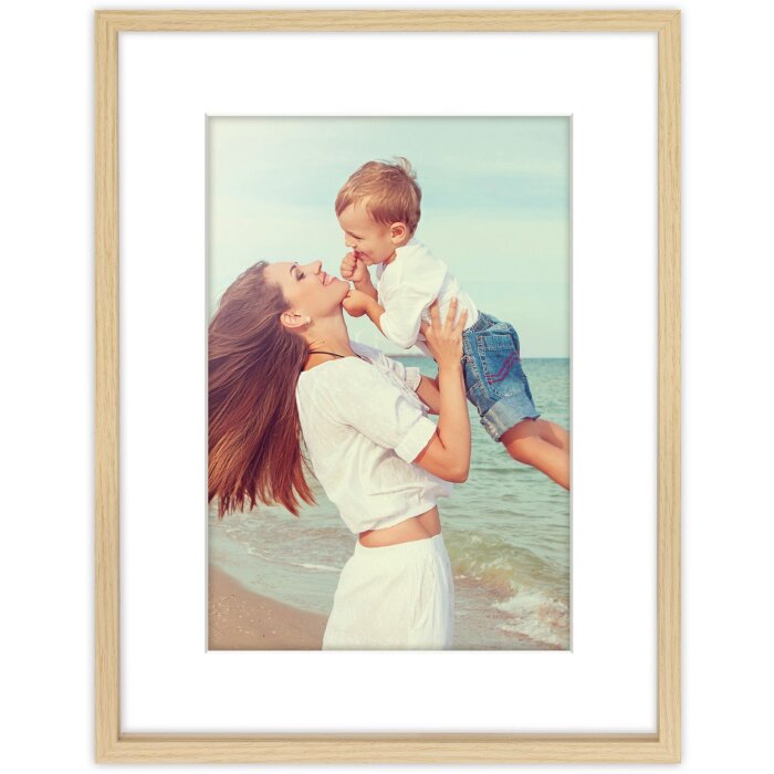 Marco de fotos de madera ZEP Alice Natur 30x40 cm con paspartú AW723N