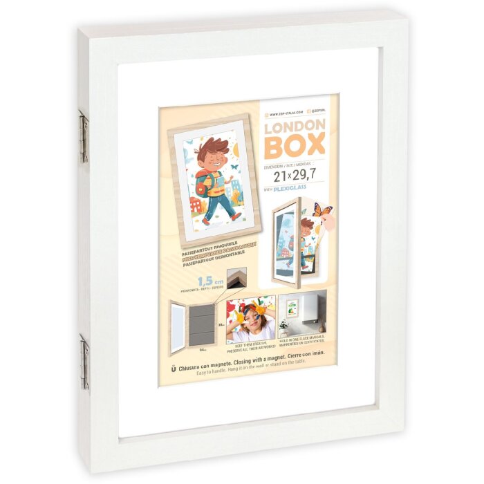 Marco de fotos de madera London Blanco MRW72 DIN A4 para colocar en pared