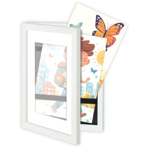 Marco de fotos de madera London Blanco MRW72 DIN A4 para colocar en pared