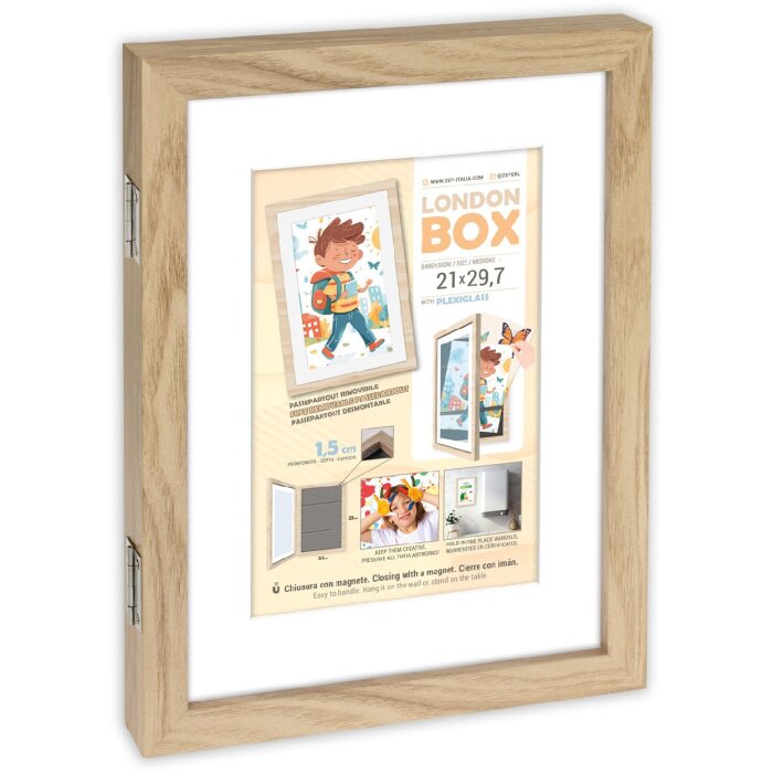 Marco de fotos de madera London Natur MRN82 para documentos DIN A4 24,5x33x4 cm