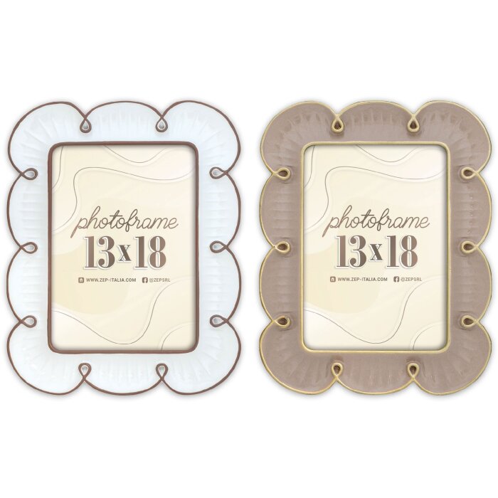 Marco de fotos Nuvola ZEP 10x15 13x18 Marrón Blanco Forma de flor Resina con cristal