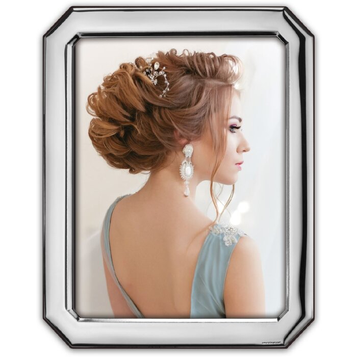Marco de fotos brillante Salerno Plata 10x15 15x20 cm Metal Hecho en Italia