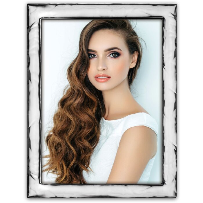 Marco de fotos Crotone ZEP plateado brillante de metal 10x15 13x18 cm con soporte