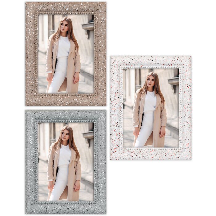 Marco de fotos ZEP Pollock Terrazzo Blanco Gris Marrón 10x15 13x18 15x20 cm