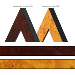 Marco de fotos de madera MendeFrames H14E con decoración de raíz claro u oscuro 13x18 hasta 70x100