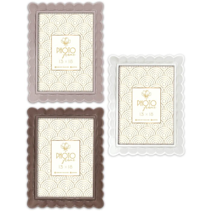 Marco de fotos ZEP HERVE de resina Blanco Taupe Marrón 10x15 13x18 15x20 cm