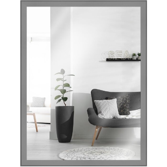 Espejo de pared de madera MendeFrames H080 gris claro 13x13 cm