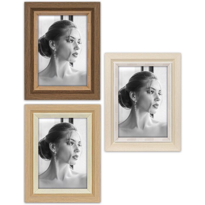 Marco de fotos Sydney Marrón Natural Blanco 10x15 13x18 15x20 cm Cristal