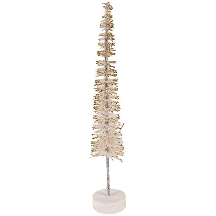 Clayre & Eef 66315BE Decoración para Árbol de Navidad Ø 5x25 cm Beige-Dorado