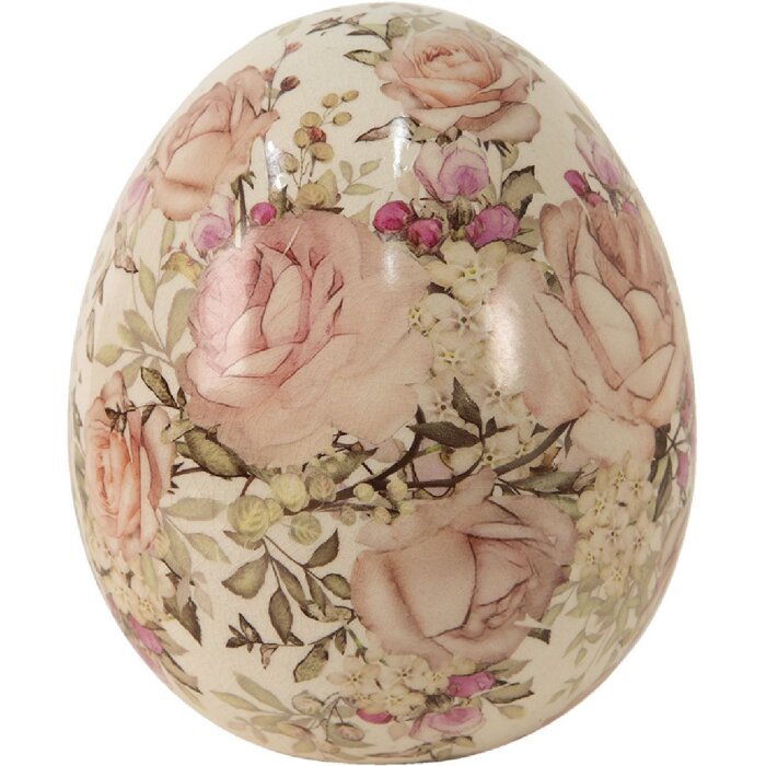 Ei de decoración de cerámica Clayre & Eef 6CE1415S Ø 7x9 cm Beige Rosa