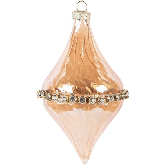 Esfera de Navidad Clayre & Eef 6GL5154 Ø 8x14 cm Naranja