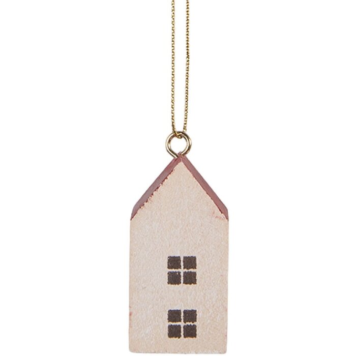 Clayre & Eef 6H2464 Adorno colgante Casa 3x3x6 cm Blanco Rojo