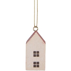 Clayre & Eef 6H2464 Adorno colgante Casa 3x3x6 cm Blanco Rojo