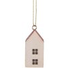 Clayre & Eef 6H2464 Adorno colgante Casa 3x3x6 cm Blanco Rojo