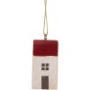 Clayre & Eef 6H2464 Adorno colgante Casa 3x3x6 cm Blanco Rojo