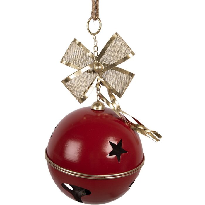 Campana decorativa Clayre & Eef 6Y5906 Roja y dorada Ø 24x49 cm