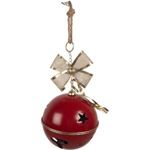 Campana decorativa Clayre & Eef 6Y5906 Roja y dorada Ø 24x49 cm