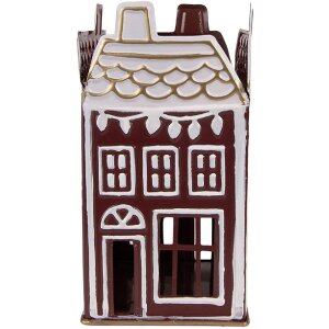 Soporte para velas de té Clayre & Eef 12x12x22 cm Rojo y Blanco