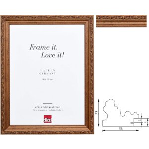 Marco de fotos Effect Holzrahmen Profil 63 Marrón nuez Estilo Barroco muchas medidas seleccionables