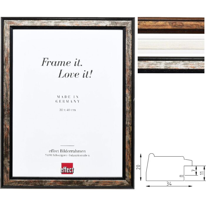 Marco de fotos Profil 64 Madera maciza barnizado 6 veces 34 mm Blanco Marrón Negro