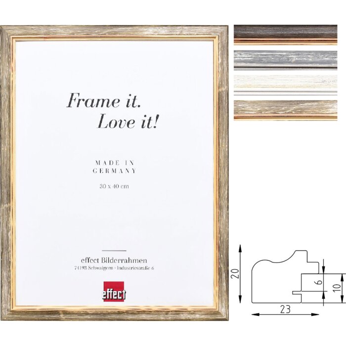 Marco de madera Effect Profil 67 Estilo rústico 2,3 cm ancho 4 colores muchas medidas