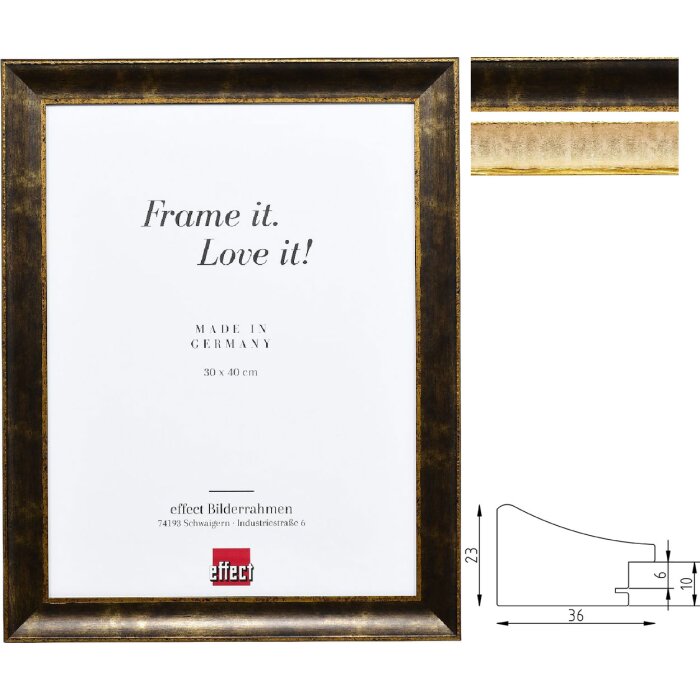 Marco de fotos de madera Effect Profil 68 Barroco Negro o Marfil 3,6 cm