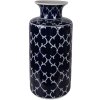 Vaso de cerámica Clayre & Eef Ø 19x41 cm Azul oscuro con ramas blancas