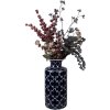 Vaso de cerámica Clayre & Eef Ø 19x41 cm Azul oscuro con ramas blancas
