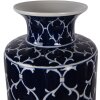 Vaso de cerámica Clayre & Eef Ø 19x41 cm Azul oscuro con ramas blancas