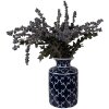 Vaso de cerámica Clayre & Eef Ø 19x31 cm, azul profundo con decoración en blanco