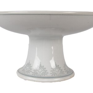 Placa de pastel Clayre & Eef 6CE2380 Ø 21x11 cm Porcelana Blanca y Verde Vintage