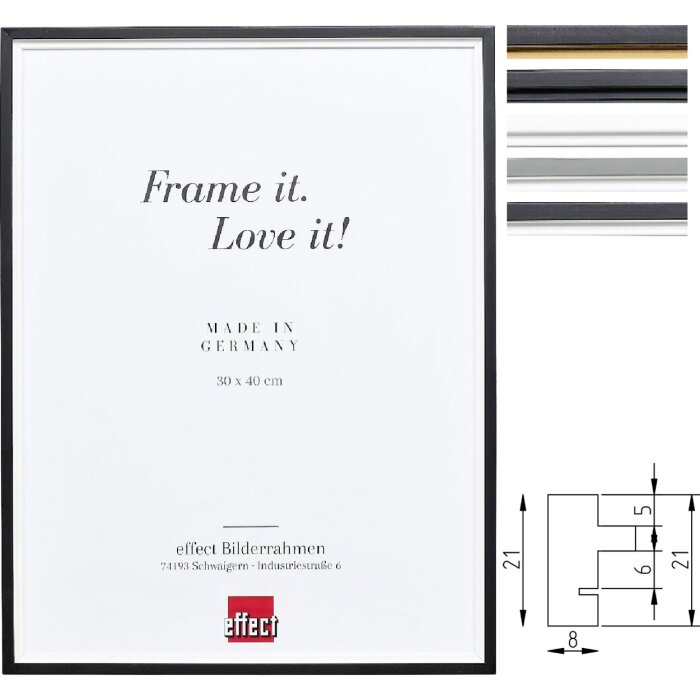 Marco de fotos de madera Effect Profil 69 Echtholz masivo 8 mm perfil escalonado