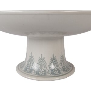 Placa de pastel Clayre & Eef 6CE2382 Blanco-Verde Ø 32x15 cm Porcelana