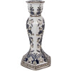 Soporte para velas Clayre & Eef Ø 15x28 cm Blanco-Azul de porcelana