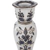 Soporte para velas Clayre & Eef Ø 15x28 cm Blanco-Azul de porcelana