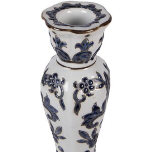 Soporte para velas Clayre & Eef 6CE2384S Ø 11x21 cm Blanco-Azul