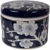 Caja de joyas Clayre & Eef 6CE2389 Ø 12x10 cm Azul-Blanco Cerámica