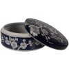 Caja de joyas de cerámica Clayre & Eef Azul-Blanco Ø 18x8 cm Motivo de flores
