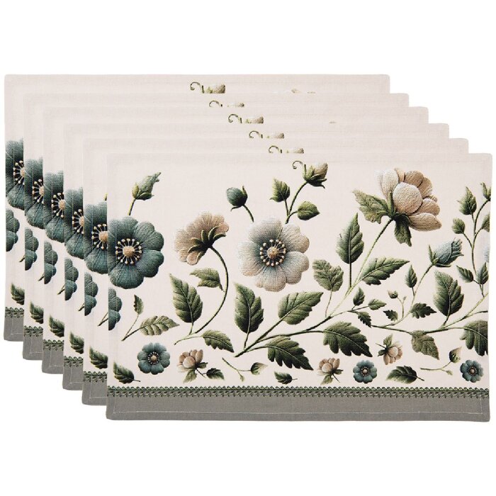 Set de mesa Clayre & Eef GTB40 6 piezas Beige-Verde 48x33 cm