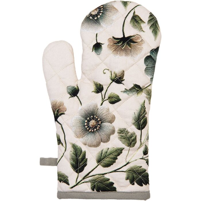 Guante de horno Clayre & Eef GTB44 18x30 cm algodón beige verde floral