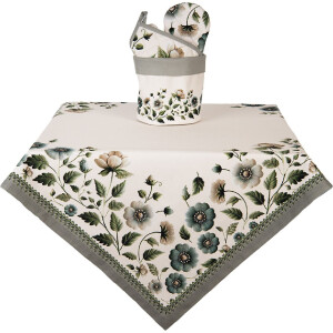 Delantal para sartén Clayre & Eef GTB45 20x20 cm algodón beige verde floral con protección térmica