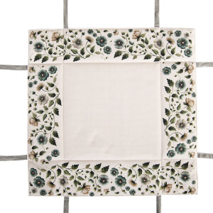 Cesto de pan de tela Clayre & Eef GTB47 35x35x8 cm algodón beige verde floral con lazos