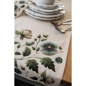 Tapete de mesa Clayre & Eef GTB64 50x140 cm Beige-Verde