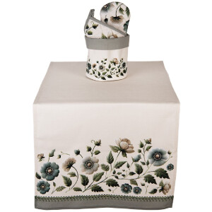 Tapete de mesa Clayre & Eef GTB64 50x140 cm Beige-Verde