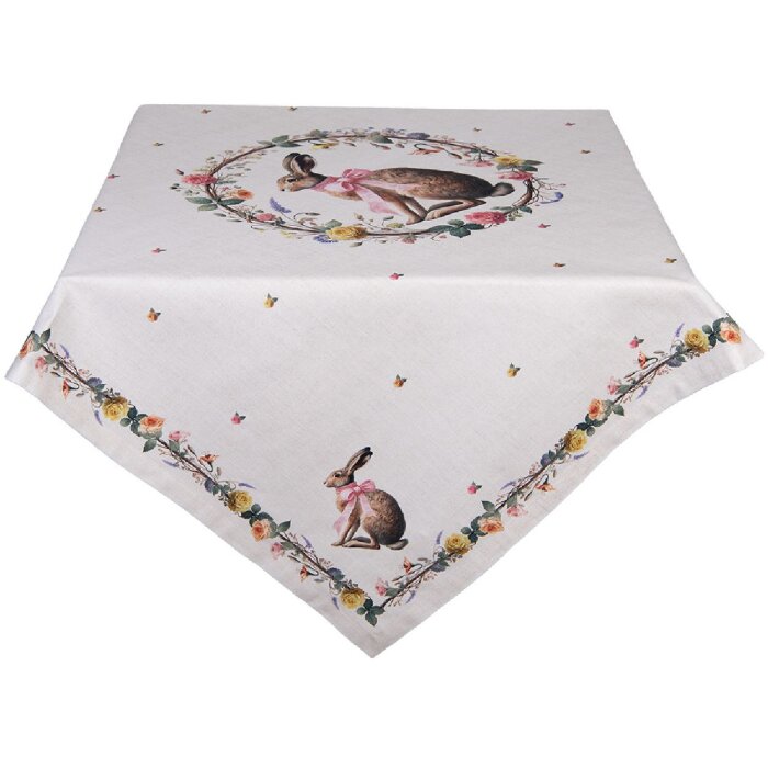 Mantel para mesa Clayre & Eef EWC01 100x100 cm algodón con estampado de conejo primavera Pascua