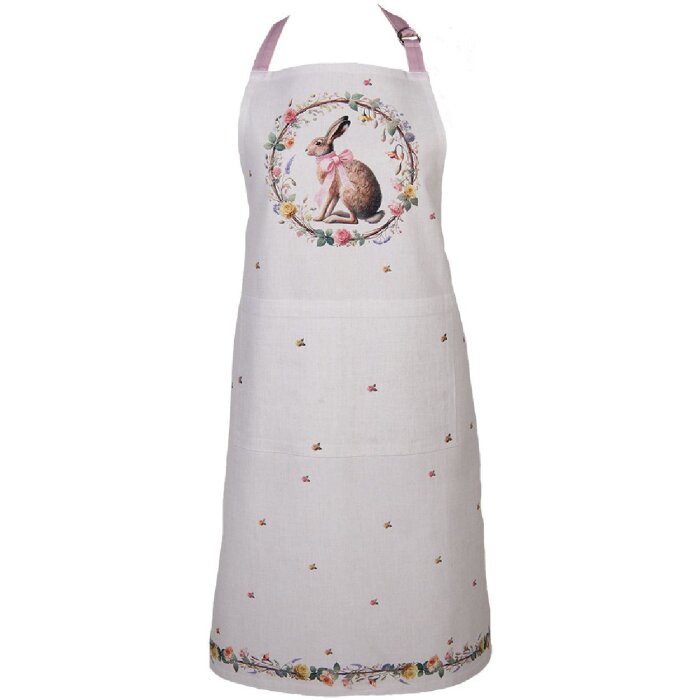 Delantal Clayre & Eef EWC41 70x85 cm algodón 100% conejo arco floral primavera Pascua