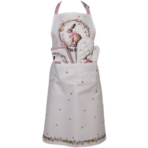 Delantal Clayre & Eef EWC41 70x85 cm algodón 100% conejo arco floral primavera Pascua