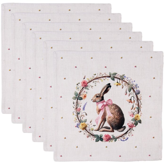 Servilletas de algodón Clayre & Eef EWC43 6 unidades beige-marrón 40x40 cm