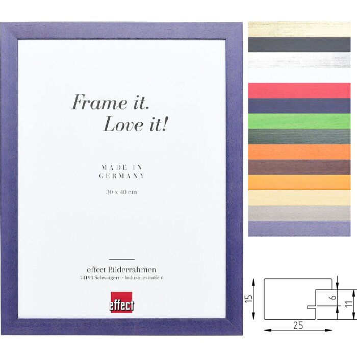 Marco de fotos Effect Profil Top Pro – madera maciza 2,5 cm, múltiples colores y tamaños